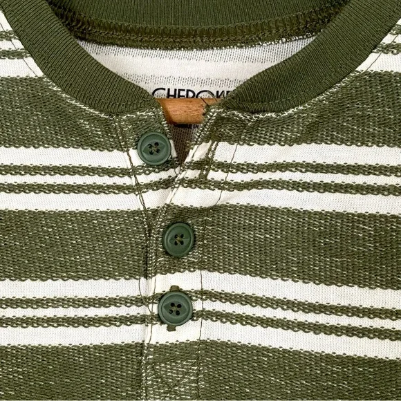 NWT Cherokee Green Stripe Long Sleeve Henley Shirt Knit Pullover NEW Boys S 6/7 - Picture 6 of 15
